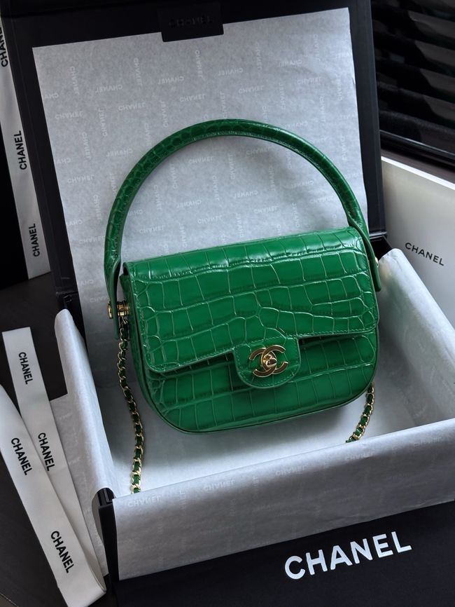 CHANEL Mini Flap Bag with Top Handle AS6424 green