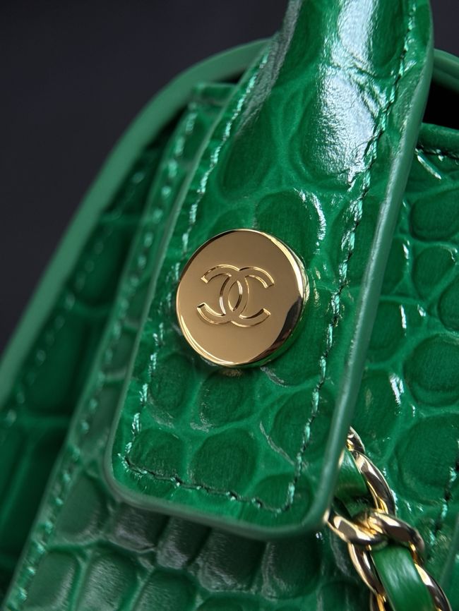 CHANEL Mini Flap Bag with Top Handle AS6424 green