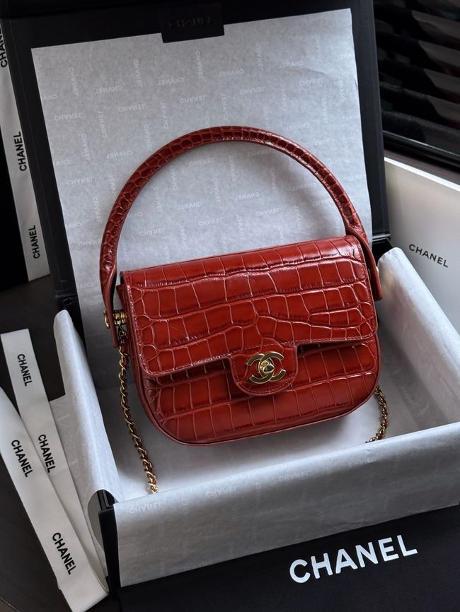 CHANEL Mini Flap Bag with Top Handle AS6424 red