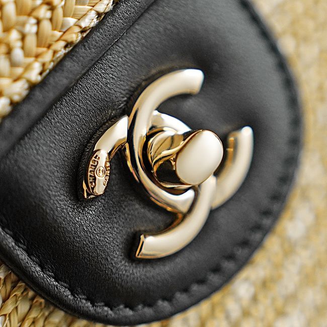 CHANEL Small Flapbag Braided Straw AS6017 black CHANEL Small Flapbag Braided Straw AS6017 black
