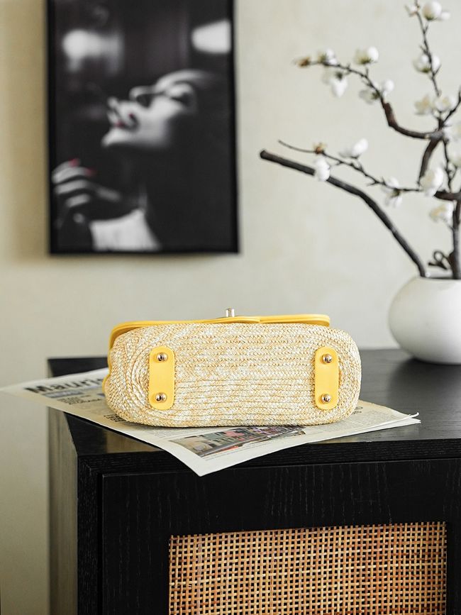 CHANEL Small Flapbag Braided Straw AS6017 yellow CHANEL Small Flapbag Braided Straw AS6017 yellow