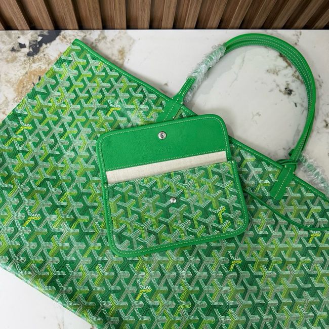 Goyard Goyardine canvas & Chevroches calfskin Large bag CL09P GREEN Goyard Goyardine canvas & Chevroches calfskin Large bag CL09P GREEN