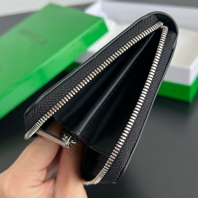 Bottega Veneta Woven Mycelium Zip-Around Wallet 02008 BLACK Bottega Veneta Woven Mycelium Zip-Around Wallet 02008 BLACK