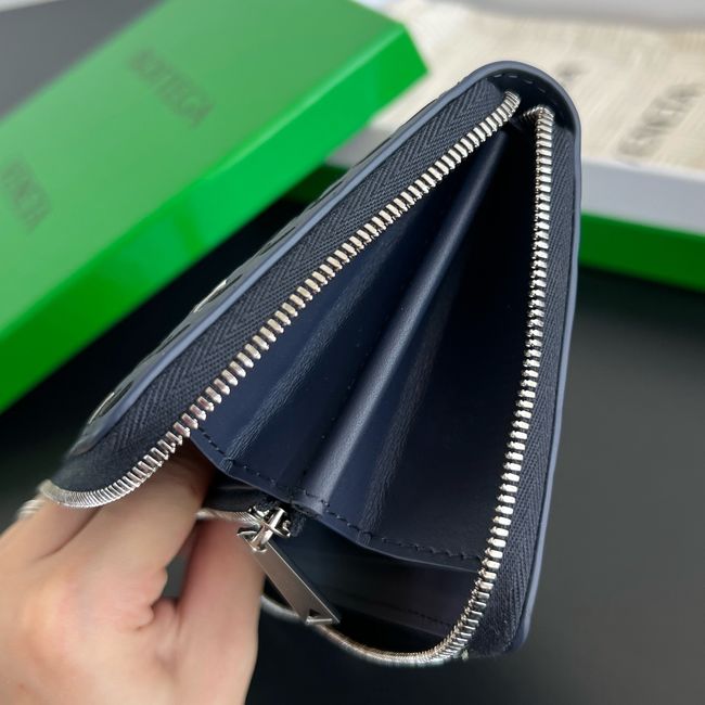 Bottega Veneta Woven Mycelium Zip-Around Wallet 02008 DARK BLUE Bottega Veneta Woven Mycelium Zip-Around Wallet 02008 DARK BLUE