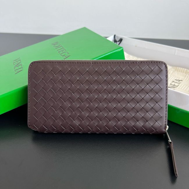 Bottega Veneta Woven Mycelium Zip-Around Wallet 02008 Fondant