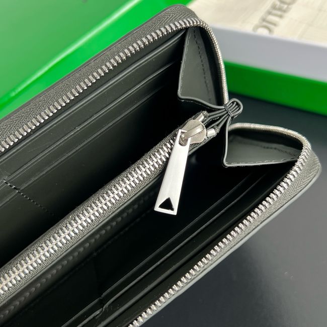 Bottega Veneta Woven Mycelium Zip-Around Wallet 02008 dark green