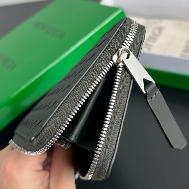 Bottega Veneta Woven Mycelium Zip-Around Wallet 02008 dark green