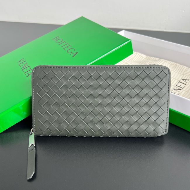 Bottega Veneta Woven Mycelium Zip-Around Wallet 02008 dark green