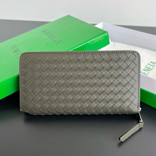 Bottega Veneta Woven Mycelium Zip-Around Wallet A003AD DARK GREEN