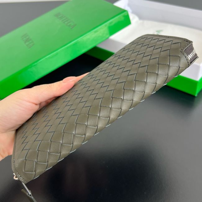 Bottega Veneta Woven Mycelium Zip-Around Wallet A003AD DARK GREEN Bottega Veneta Woven Mycelium Zip-Around Wallet A003AD DARK GREEN