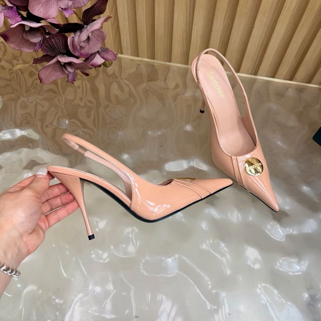 Saint Laurent LOUIS slingback pumps in patent leather and satin A001C-1 Saint Laurent LOUIS slingback pumps in patent leather and satin A001C-1