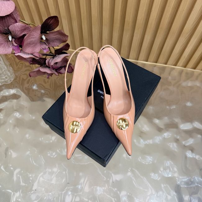 Saint Laurent LOUIS slingback pumps in patent leather and satin A001C-1 Saint Laurent LOUIS slingback pumps in patent leather and satin A001C-1