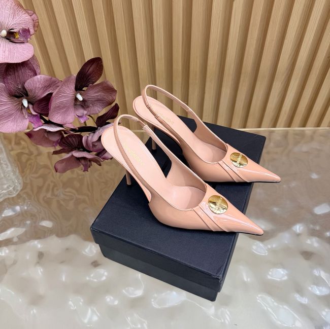 Saint Laurent LOUIS slingback pumps in patent leather and satin A001C-1