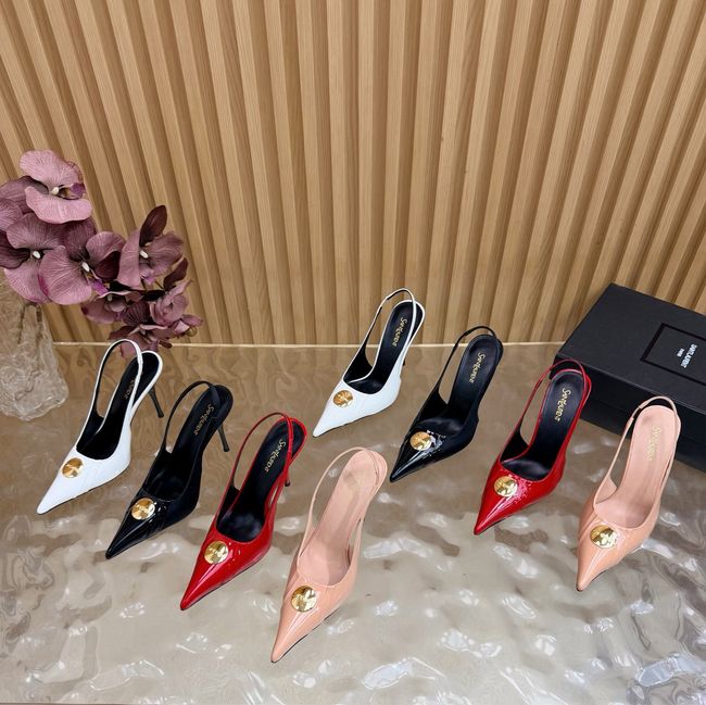 Saint Laurent LOUIS slingback pumps in patent leather and satin A001C-1 Saint Laurent LOUIS slingback pumps in patent leather and satin A001C-1