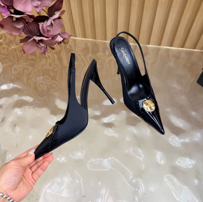 Saint Laurent LOUIS slingback pumps in patent leather and satin A001C-2 Saint Laurent LOUIS slingback pumps in patent leather and satin A001C-2