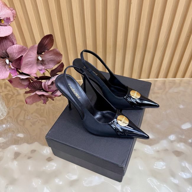 Saint Laurent LOUIS slingback pumps in patent leather and satin A001C-2 Saint Laurent LOUIS slingback pumps in patent leather and satin A001C-2
