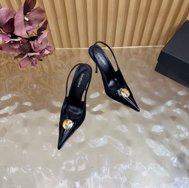 Saint Laurent LOUIS slingback pumps in patent leather and satin A001C-2 Saint Laurent LOUIS slingback pumps in patent leather and satin A001C-2
