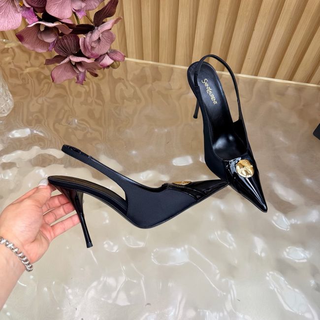Saint Laurent LOUIS slingback pumps in patent leather and satin A001C-2 Saint Laurent LOUIS slingback pumps in patent leather and satin A001C-2
