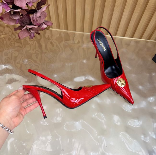 Saint Laurent LOUIS slingback pumps in patent leather and satin A001C-3 Saint Laurent LOUIS slingback pumps in patent leather and satin A001C-3
