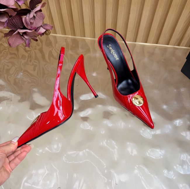 Saint Laurent LOUIS slingback pumps in patent leather and satin A001C-3 Saint Laurent LOUIS slingback pumps in patent leather and satin A001C-3
