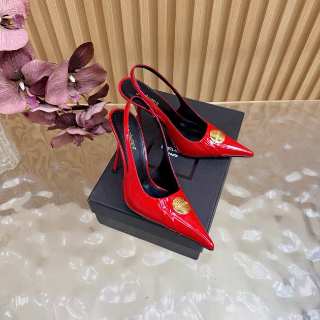Saint Laurent LOUIS slingback pumps in patent leather and satin A001C-3 Saint Laurent LOUIS slingback pumps in patent leather and satin A001C-3