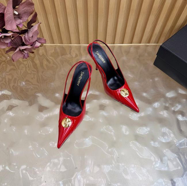 Saint Laurent LOUIS slingback pumps in patent leather and satin A001C-3 Saint Laurent LOUIS slingback pumps in patent leather and satin A001C-3
