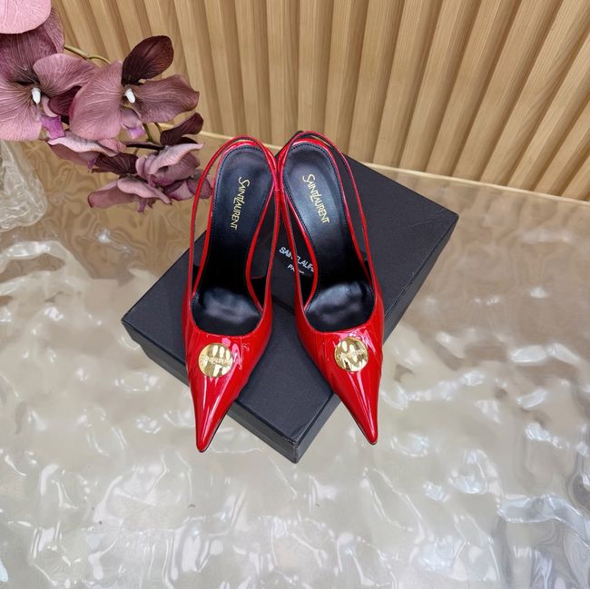 Saint Laurent LOUIS slingback pumps in patent leather and satin A001C-3 Saint Laurent LOUIS slingback pumps in patent leather and satin A001C-3