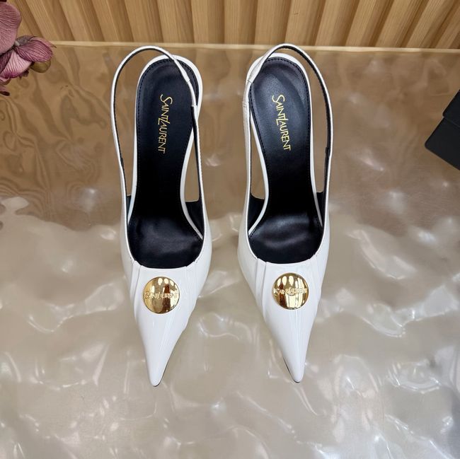 Saint Laurent LOUIS slingback pumps in patent leather and satin A001C-4 Saint Laurent LOUIS slingback pumps in patent leather and satin A001C-4