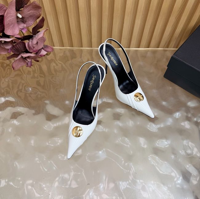 Saint Laurent LOUIS slingback pumps in patent leather and satin A001C-4 Saint Laurent LOUIS slingback pumps in patent leather and satin A001C-4