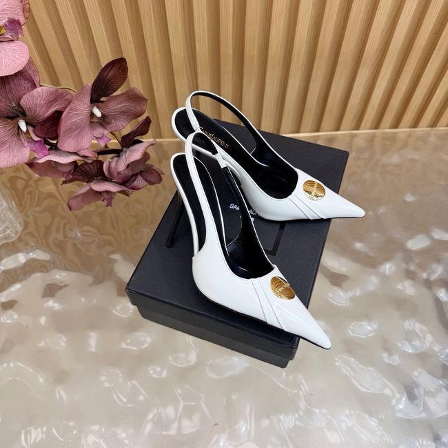 Saint Laurent LOUIS slingback pumps in patent leather and satin A001C-4 Saint Laurent LOUIS slingback pumps in patent leather and satin A001C-4