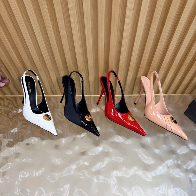 Saint Laurent LOUIS slingback pumps in patent leather and satin A001C-4 Saint Laurent LOUIS slingback pumps in patent leather and satin A001C-4