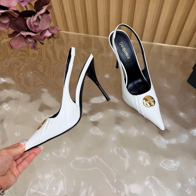 Saint Laurent LOUIS slingback pumps in patent leather and satin A001C-4 Saint Laurent LOUIS slingback pumps in patent leather and satin A001C-4