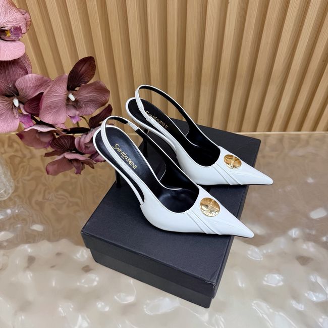Saint Laurent LOUIS slingback pumps in patent leather and satin A001C-4