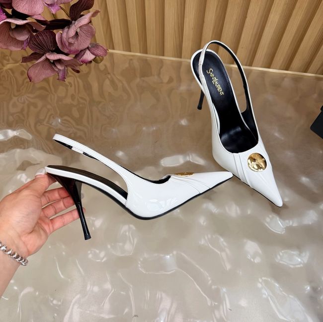 Saint Laurent LOUIS slingback pumps in patent leather and satin A001C-4 Saint Laurent LOUIS slingback pumps in patent leather and satin A001C-4