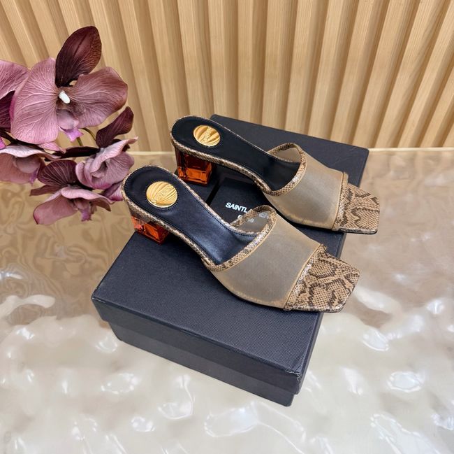 Yves saint Laurent SIP mule sandals in mesh and python 67092-1 Yves saint Laurent SIP mule sandals in mesh and python 67092-1