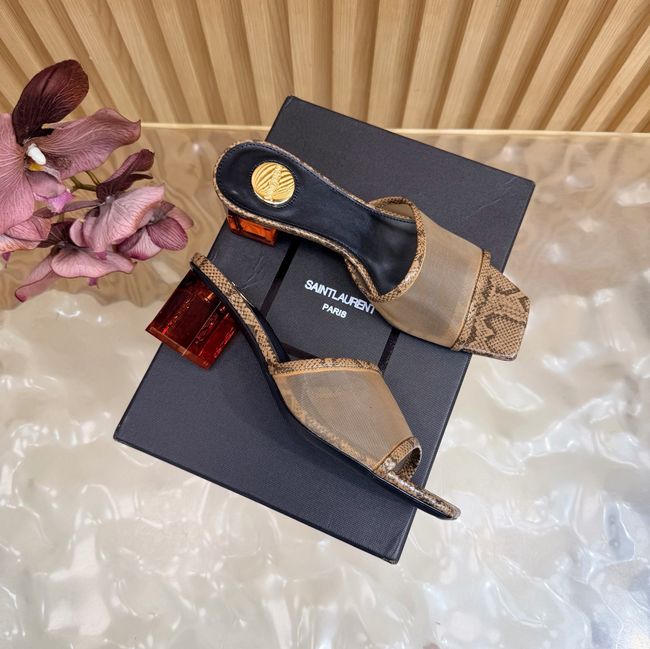 Yves saint Laurent SIP mule sandals in mesh and python 67092-1 Yves saint Laurent SIP mule sandals in mesh and python 67092-1