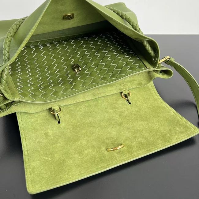 Bottega Veneta Andiamo Pepites Leather Large Bag 12272 green