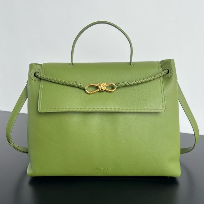 Bottega Veneta Andiamo Pepites Leather Large Bag 12272 green