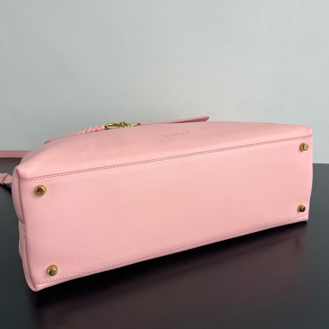 Bottega Veneta Andiamo Pepites Leather Large Bag 12272 pink