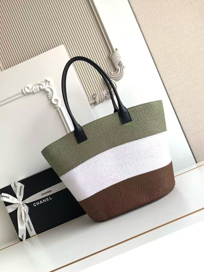 CHANEL Maxi Shopping Bag AS6148 brown& white & gray CHANEL Maxi Shopping Bag AS6148 brown& white & gray