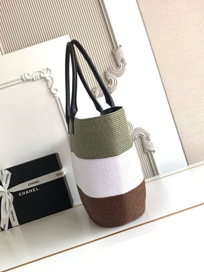 CHANEL Maxi Shopping Bag AS6148 brown& white & gray CHANEL Maxi Shopping Bag AS6148 brown& white & gray