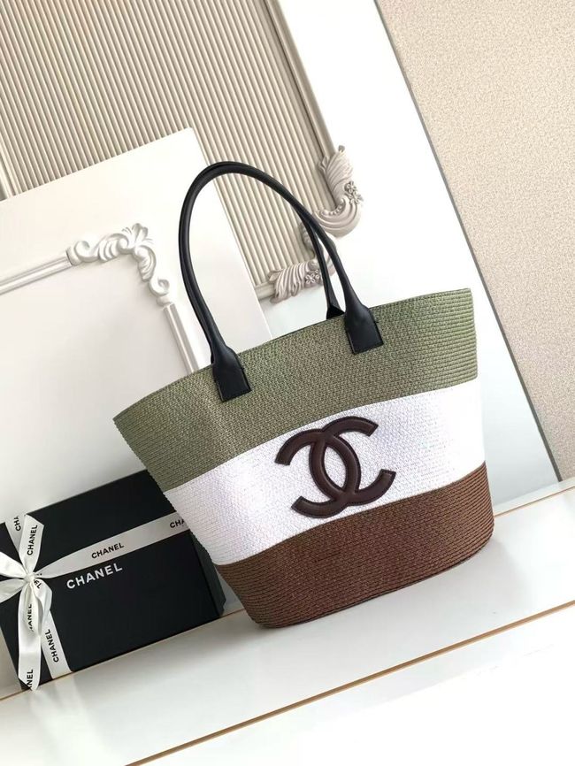 CHANEL Maxi Shopping Bag AS6148 brown& white & gray CHANEL Maxi Shopping Bag AS6148 brown& white & gray
