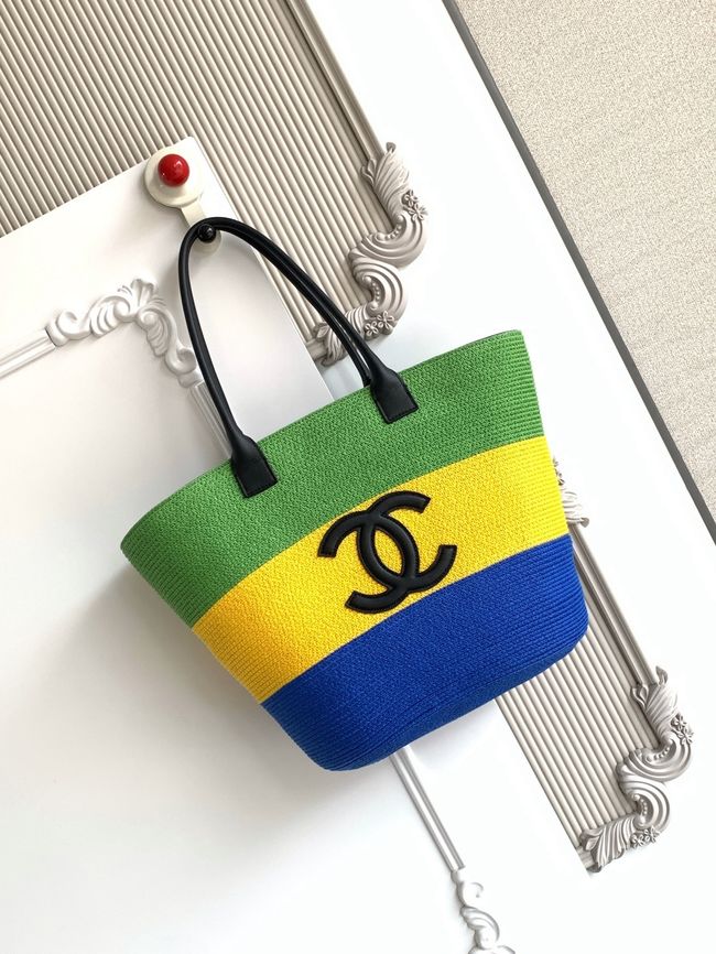 CHANEL Maxi Shopping Bag AS6148 green& yellow & Blue CHANEL Maxi Shopping Bag AS6148 green& yellow & Blue