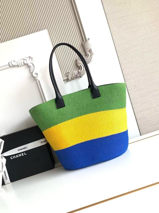 CHANEL Maxi Shopping Bag AS6148 green& yellow & Blue CHANEL Maxi Shopping Bag AS6148 green& yellow & Blue