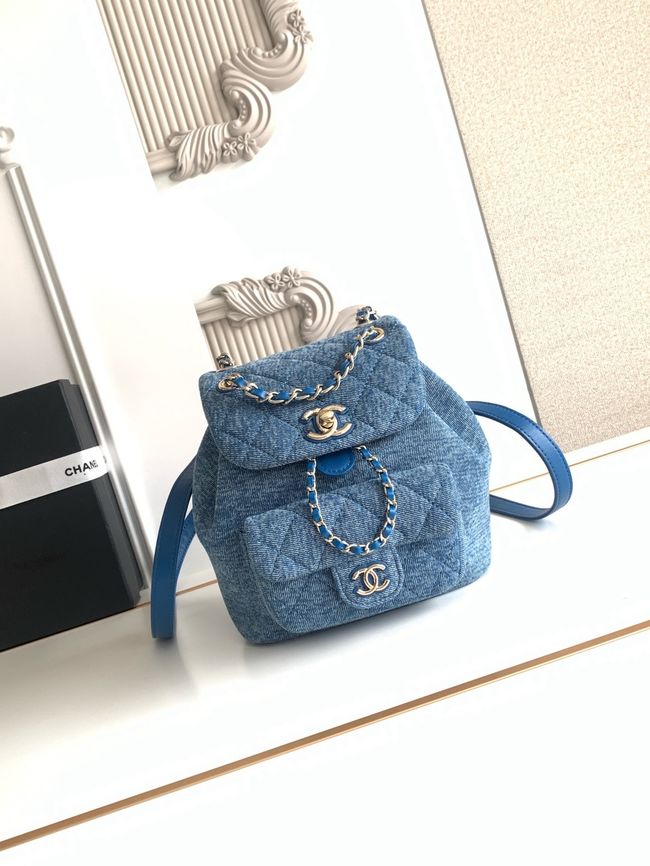 CHANEL Small Backpack AS2908 Denim Blue