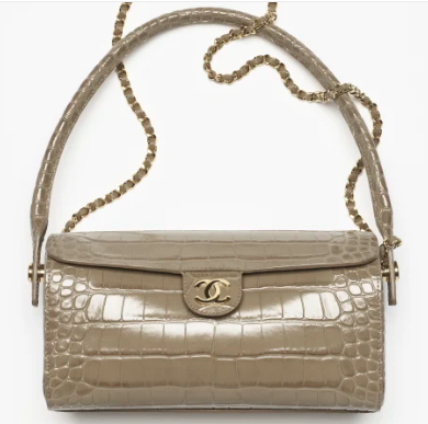 Chanel Clutch with chain Crocodile Embossed AP5294 Dark Khaki