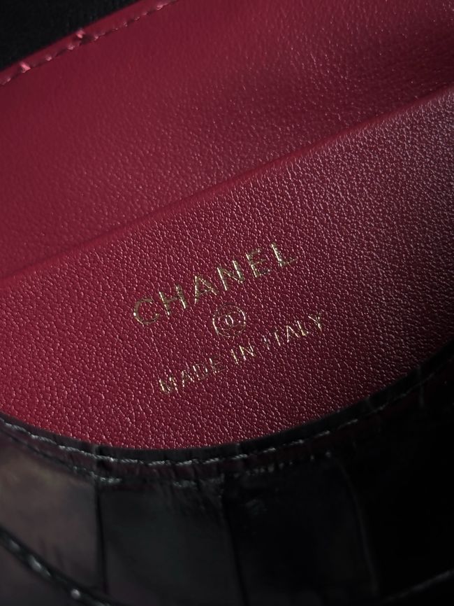Chanel Clutch with chain Crocodile Embossed AP5294 black Chanel Clutch with chain Crocodile Embossed AP5294 black