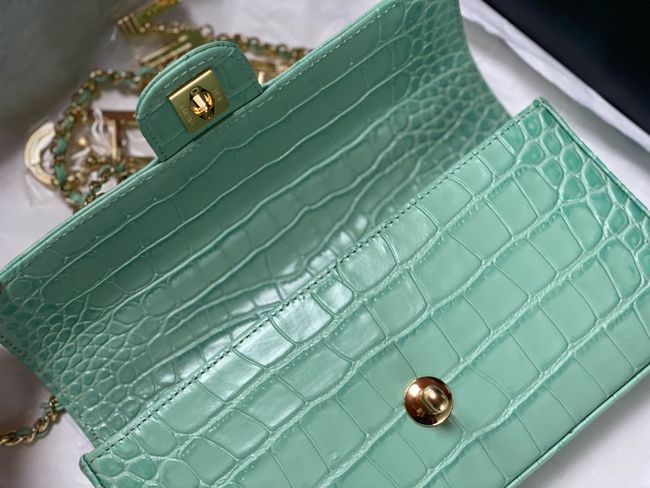 Chanel Clutch with chain Crocodile Embossed AS6340 green