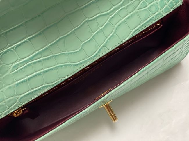 Chanel Clutch with chain Crocodile Embossed AS6340 green