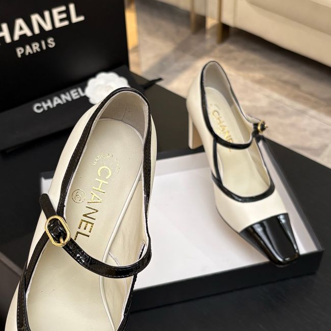 Chanel Lambskin Mary Janes high heels 8.5CM 64105-3